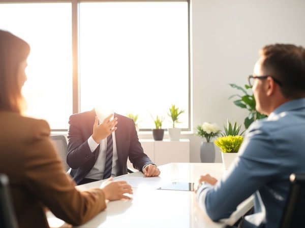 Consultant fiscal, în birou modern, cu client.
